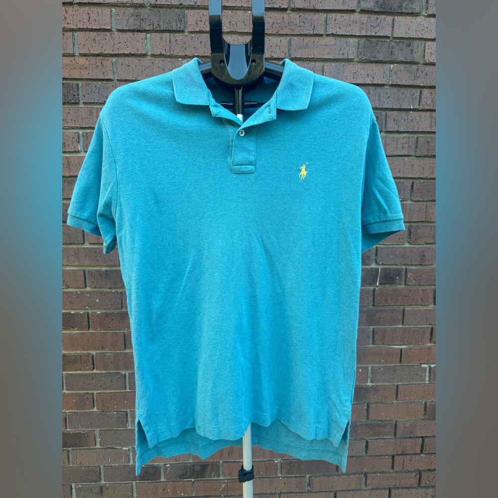 Polo Ralph Lauren Mens Size Small Polo Shirt Teal Turquoise Cotton Short Sleeve